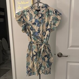 New York & Company Blue Green Ruffled Sundress